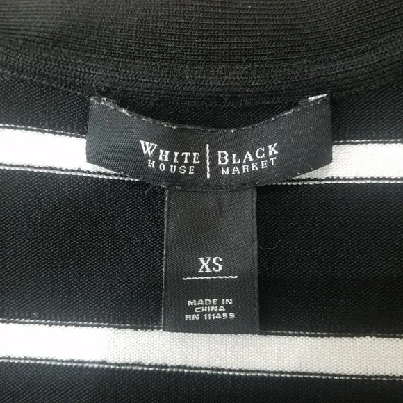 WHBM Women's Black & White Striped Half Sleeve Top - Size Small - Picture 3 of 4